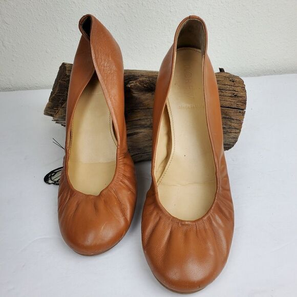 J crew camel tan cushioned leather flats - Picture 4 of 7